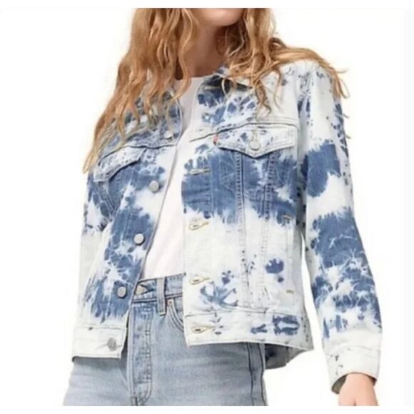 Levi's Ex-Boyfriend Acid Wash Button Down Denim Trucker Jacket S - Picture 1 of 5